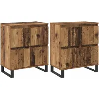vidaXL Dressoir 2 st Oudhout 60 x 35 x 70 cm