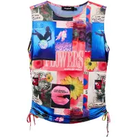 Desigual Top 'CRASH' blauw / geel / framboos / wit