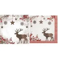 Papstar 20 Servetten 3-laags 1/4 vouw 40 cm x 40 cm X-Mas Deer