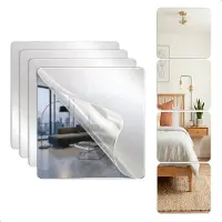 Luft XL plakspiegel 40x40 - 4 stuks - Zelfklevende - Plakspiegels - Hollywood make up spiegel - Deur - Spiegel - Folie - Badkamer - Grote - Sticker - Pas - Wand - Spiegel