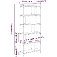vidaXL Boekenkast 5-laags 76 x 32 x 192 cm Bewerkt hout Zwart eiken
