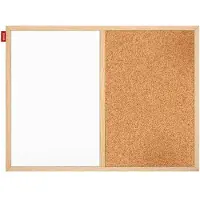 Memobe Duo Bord: Whiteboard & Kurk, 60x40cm, Houten Frame