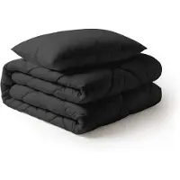 LILLA24 Dekbed zonder overtrek - Incl 2 kussenslopen - 140 x 200 cm - Wasbaar dekbed - All year hoesloos dekbed - Zwart