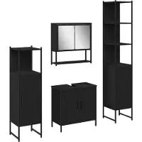 vidaXL Badkamermeubel Set 4 st Zwart 33 x 33 x 185,5 cm Bewerkt hout