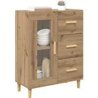vidaXL Dressoir Artisan Eiken 69,5 x 34 x 90 cm Bewerkt hout