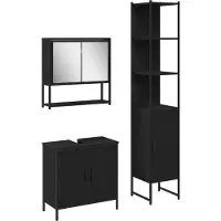 vidaXL Badkamermeubel Set 3 st Zwart 33 x 33 x 185,5 cm Bewerkt hout