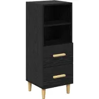 vidaXL Dressoir, zwart, eikenlook, 34 x 34,5 x 90 cm, houtvezel