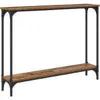 vidaXL - Wandtafel - met - plank - Oud - Hout - 100 - x - 22,5 - x - 75 - cm - Bewerkt - hout