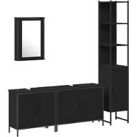 vidaXL Badkamermeubel Set 4 st Zwart 33 x 33 x 185,5 cm Bewerkt hout