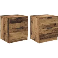vidaXL Nachtkastje 2 st Oudhout 45 x 39 x 50cm Bewerkt hout