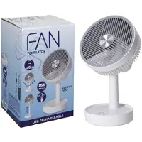 Van Der Meulen Ventilator - Tafelmodel - Oplaadbaar USB - Wit