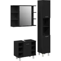 vidaXL Badkamermeubel Set 3 st Zwart 30 x 30 x 179,5 cm Bewerkt hout