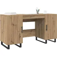 vidaXL Bureau artisanaal eikenkleurig Bewerkt hout 140 x 50 x 75 cm
