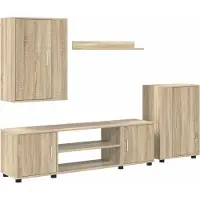 vidaXL Tv-meubelset Sonoma Eik Bewerkt hout