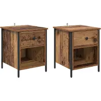 vidaXL Nachtkastje 2 st Oudhout 40 x 42 x 50 cm Bewerkt hout