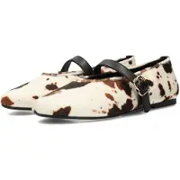 POSH by Poelman Ballerina met riempjes 'Gina' bruin / wit