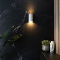 LUSENZ HOFTRONIC – Giove bianco cilindervormige wandlamp – Dimbaar – Up en downlight – Mat wit aluminium – GU10 fitting – IP20 – Binnengebruik
