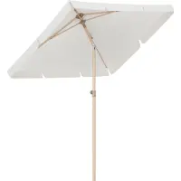 LifeGoods Parasol - Tuin - Balkonparasol - 200x125cm - 30° Kantelbaar - Waterdicht - UPF50+ - Houtkleurige coating - Crème