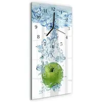 Tulup Wandklok - Appelwater Glazen Klok Met Print - 30x60 cm - Veelkleurig Moderne Glazen Wandklok - Zwarte Handen - Rechthoekige Wandklok - Moderne Wandklok Glas - Wandklok Glas Decoratie