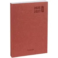 Brepols agenda 2026-2027 - ECO PURE - Schoolagenda - 1 dag per pagina - Soepele omslag - Dagoverzicht - Rood - 11.5 x 16.9 cm