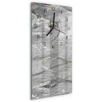 Tulup Wandklok - Steen Decoratieve Glazen Klok - 30x60 cm - Grijs Glazen Wandklok Design - Zwarte Handen - Rechthoekige Wandklok - Wandklok Glas Met Motief - Decoratieve Glazen Klok