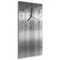 Tulup Wandklok - Staal Klok Glas Met Opdruk - 30x60 cm - Zilver Moderne Wandklok Glas - Zwarte Handen - Rechthoekige Wandklok - Decoratieve Glazen Klok - Glazen Wandklok Design