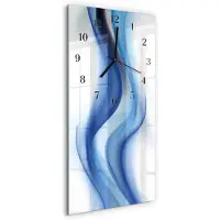 Tulup Wandklok - Abstracte rook Moderne Wandklok Glas - 30x60 cm - Blauw Wandklok Glas Decoratie - Zwarte Handen - Rechthoekige Wandklok - Wandklok Glas Decoratie - Gekleurde Glazen Klok