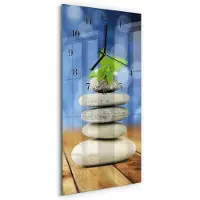 Tulup Wandklok - Stenen Wandklok Glas Decoratie - 30x60 cm - Veelkleurig Gekleurde Glazen Klok - Zwarte Handen - Rechthoekige Wandklok - Moderne Wandklok Glas - Wandklok Glas Decoratie