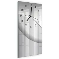 Tulup Wandklok - Patroon Klok Glas Met Opdruk - 30x60 cm - Grijs Moderne Wandklok Glas - Zwarte Handen - Rechthoekige Wandklok - Moderne Wandklok Glas - Wandklok Glas Decoratie