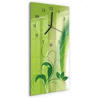 Tulup Wandklok - Bloemenpatroon Glazen Klok Met Print - 30x60 cm - Groente Moderne Glazen Wandklok - Zwarte Handen - Rechthoekige Wandklok - Decoratieve Glazen Klok - Glazen Wandklok Design