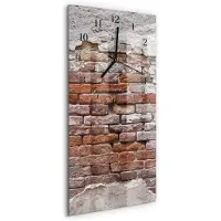 Tulup Wandklok - Baksteen Moderne Glazen Wandklok - 30x60 cm - Rood Wandklok Glas Met Motief - Zwarte Handen - Rechthoekige Wandklok - Glazen Wandklok Design - Klok Glas Met Opdruk