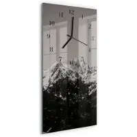 Tulup Wandklok - Bergen Moderne Glazen Wandklok - 30x60 cm - Grijs Wandklok Glas Met Motief - Zwarte Handen - Rechthoekige Wandklok - Gekleurde Glazen Klok - Glazen Klok Met Print