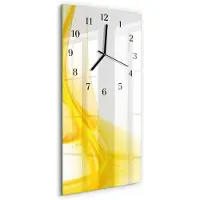 Tulup Wandklok - Abstractie Wandklok Glas Decoratie - 30x60 cm - Geel Gekleurde Glazen Klok - Zwarte Handen - Rechthoekige Wandklok - Wandklok Glas Decoratie - Gekleurde Glazen Klok