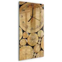 Tulup Wandklok - Hout Decoratieve Glazen Klok - 30x60 cm - Bruin Glazen Wandklok Design - Zwarte Handen - Rechthoekige Wandklok - Klok Glas Met Opdruk - Moderne Wandklok Glas