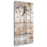 Tulup Wandklok - Hout Gekleurde Glazen Klok - 30x60 cm - Beige Glazen Klok Met Print - Zwarte Handen - Rechthoekige Wandklok - Glazen Wandklok Design - Klok Glas Met Opdruk