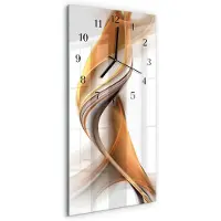 Tulup Wandklok - Abstractie Decoratieve Glazen Klok - 30x60 cm - Oranje Glazen Wandklok Design - Zwarte Handen - Rechthoekige Wandklok - Moderne Wandklok Glas - Wandklok Glas Decoratie