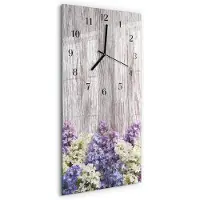 Tulup Wandklok - Lila Moderne Wandklok Glas - 30x60 cm - Veelkleurig Wandklok Glas Decoratie - Zwarte Handen - Rechthoekige Wandklok - Wandklok Glas Met Motief - Decoratieve Glazen Klok