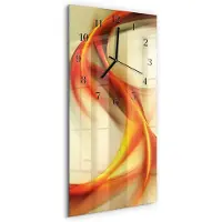 Tulup Wandklok - Abstractie Moderne Glazen Wandklok - 30x60 cm - Veelkleurig Wandklok Glas Met Motief - Zwarte Handen - Rechthoekige Wandklok - Decoratieve Glazen Klok - Glazen Wandklok Design