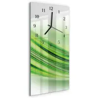 Tulup Wandklok - Abstracte kunst Moderne Wandklok Glas - 30x60 cm - Groente Wandklok Glas Decoratie - Zwarte Handen - Rechthoekige Wandklok - Moderne Wandklok Glas - Wandklok Glas Decoratie