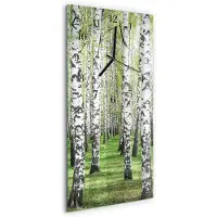 Tulup Wandklok - Berk Klok Glas Met Opdruk - 30x60 cm - Groente Moderne Wandklok Glas - Zwarte Handen - Rechthoekige Wandklok - Wandklok Glas Decoratie - Gekleurde Glazen Klok