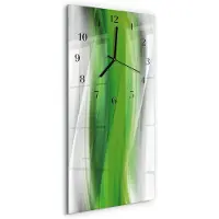 Tulup Wandklok - Abstractie Glazen Wandklok Design - 30x60 cm - Groente Klok Glas Met Opdruk - Zwarte Handen - Rechthoekige Wandklok - Wandklok Glas Decoratie - Gekleurde Glazen Klok