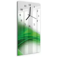 Tulup Wandklok - Patroon Glazen Wandklok Design - 30x60 cm - Groente Klok Glas Met Opdruk - Zwarte Handen - Rechthoekige Wandklok - Decoratieve Glazen Klok - Glazen Wandklok Design