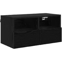 vidaXL TV Wandkast 60 x 30 x 30 cm Zwart Eiken Bewerkt hout