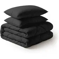LILLA24 Dekbed zonder overtrek - Incl 2 kussenslopen - 240 x 200 cm - Wasbaar dekbed - All year hoesloos dekbed - Zwart