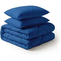 LILLA24 Dekbed zonder overtrek - Incl 2 kussenslopen - 240 x 200 cm - Wasbaar dekbed - All year hoesloos dekbed - Donkerblauw