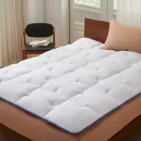 Casabel Matrasoplegger 90 x 190 cm van ademende microvezel met blauwe bies