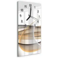 Tulup Wandklok - Abstractie Moderne Glazen Wandklok - 30x60 cm - Veelkleurig Wandklok Glas Met Motief - Zwarte Handen - Rechthoekige Wandklok - Klok Glas Met Opdruk - Moderne Wandklok Glas