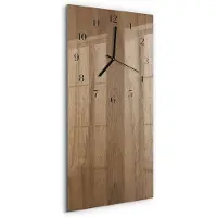 Tulup Wandklok - Tafel Glazen Wandklok Design - 30x60 cm - Bruin Klok Glas Met Opdruk - Zwarte Handen - Rechthoekige Wandklok - Glazen Wandklok Design - Klok Glas Met Opdruk