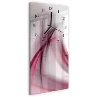 Tulup Wandklok - Abstractie Glazen Klok Met Print - 30x60 cm - Paars Moderne Glazen Wandklok - Zwarte Handen - Rechthoekige Wandklok - Gekleurde Glazen Klok - Glazen Klok Met Print