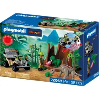 Playmobil | Dinos | Dinosaurussen Hideout | Dino Explorer met quad, baby T-Rex en baby Brachiosaurus | Kinderspeelgoed voor kinderen vanaf 4 jaar | 72069